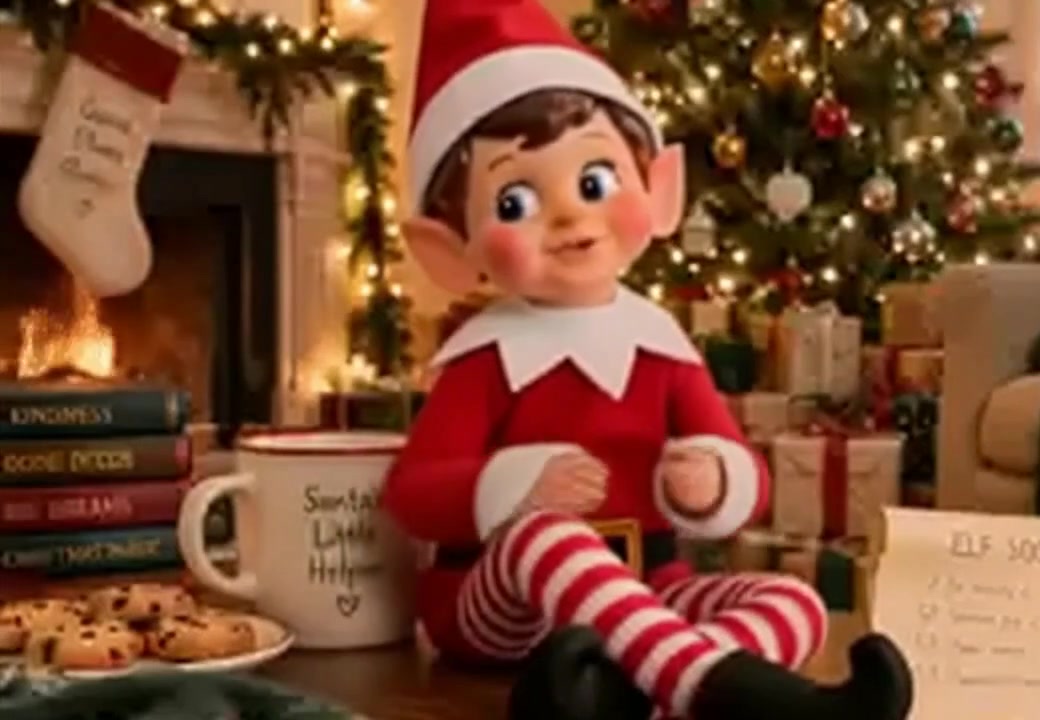 A cheerful elf ready to help with tonight’s Christmas surprise